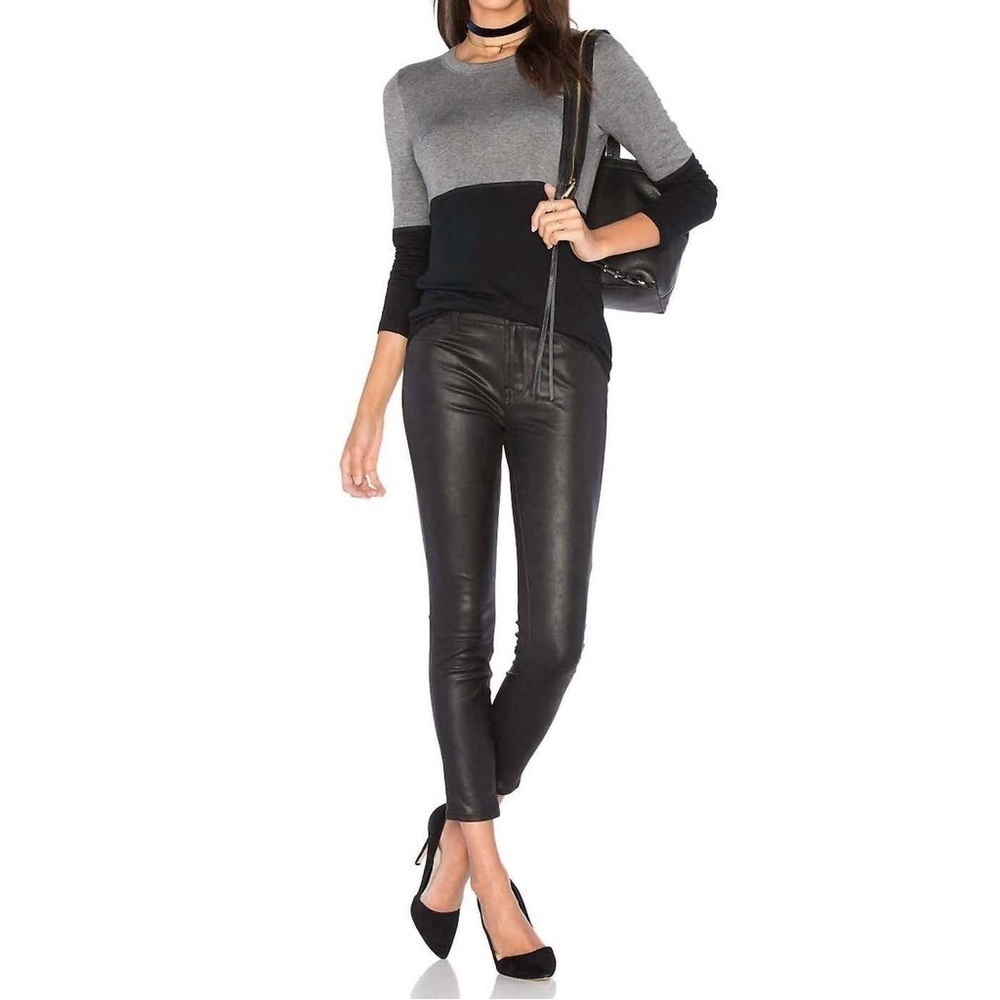 7 For All Mankind The Knee Seam Black Metallic Snakeskin Python Skinny Jeans 26